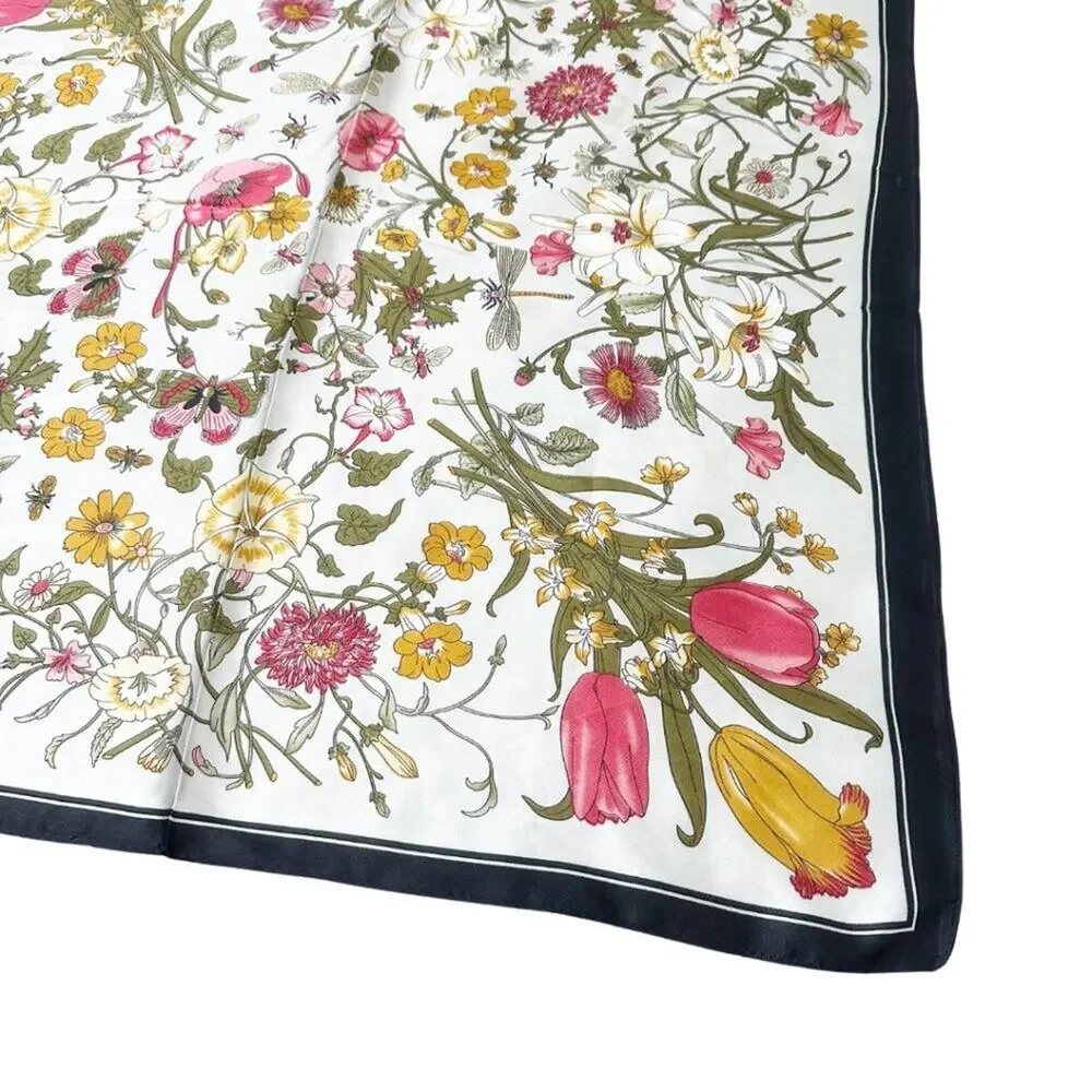 2/$30 NEW Dainty Vintage Look Floral Pink Flower Printed Silky Fashion Scarf - Picture 9 of 13